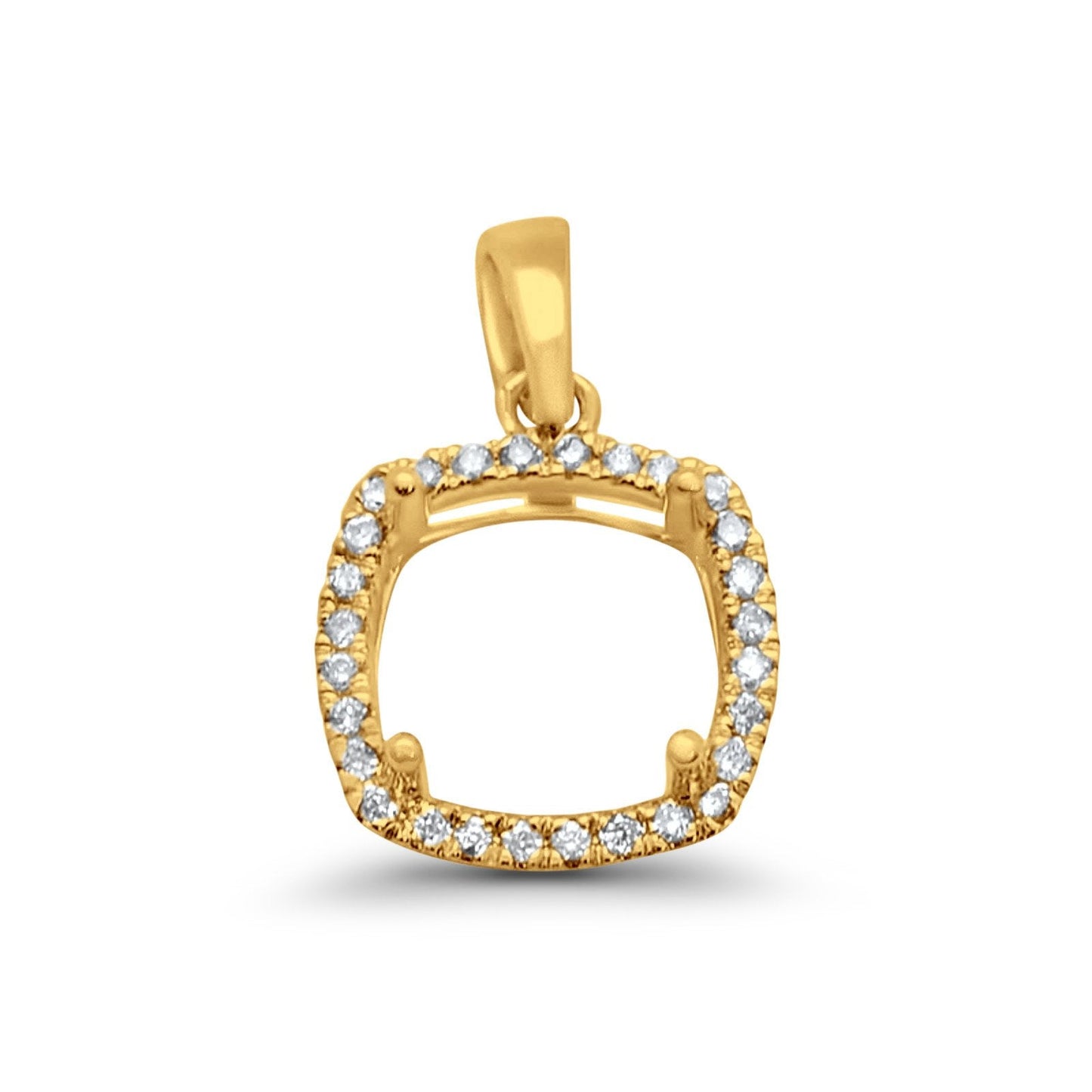 14K Yellow Gold .15ct Princess Square Diamond Semi Mount Pendant