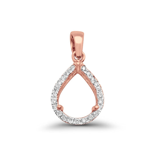 14K Rose Gold .14ct Pear Teardrop Diamond Semi Mount Pendant