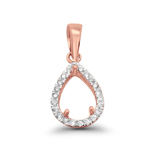 14K Rose Gold .09ct Pear Teardrop Diamond Semi Mount Pendant