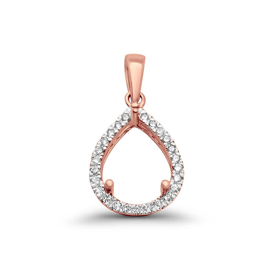 14K Rose Gold .10ct Pear Teardrop Diamond Semi Mount Pendant