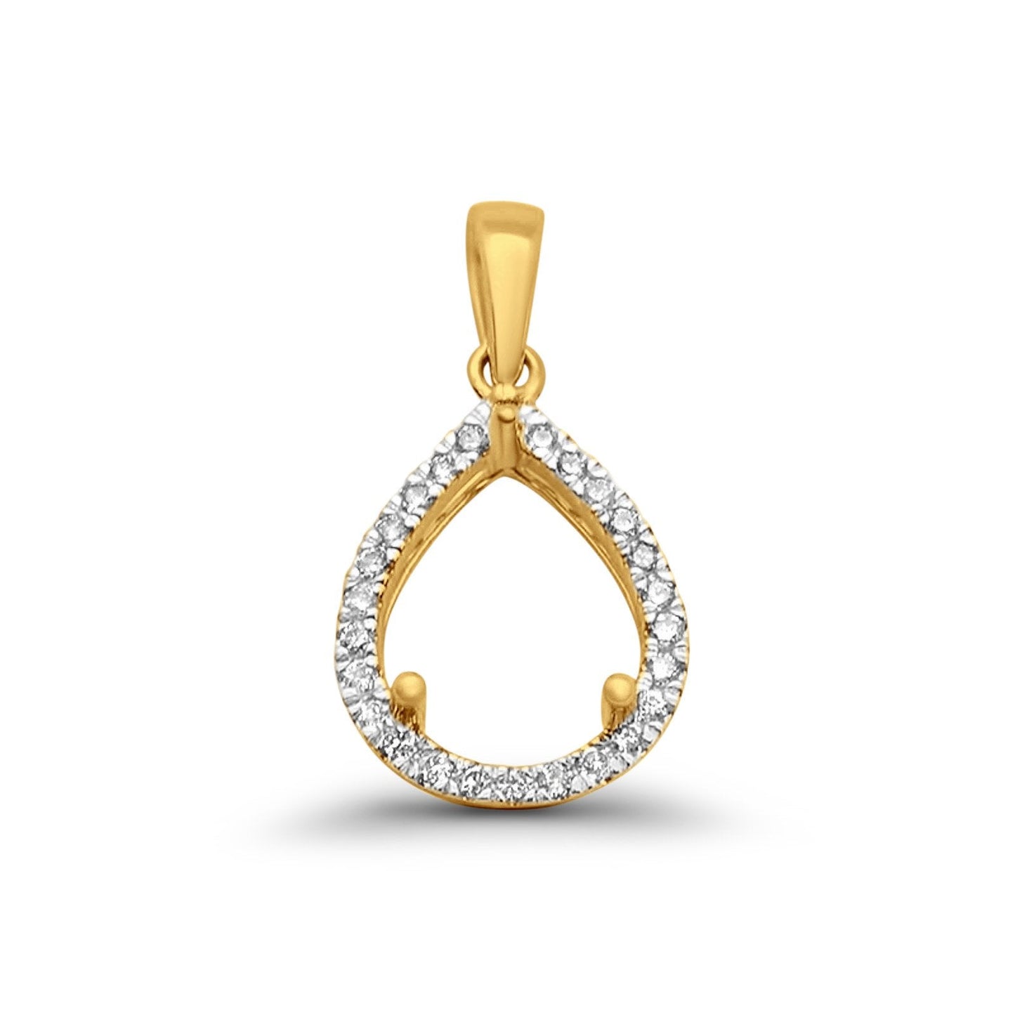 14K Yellow Gold .10ct Pear Teardrop Diamond Semi Mount Pendant