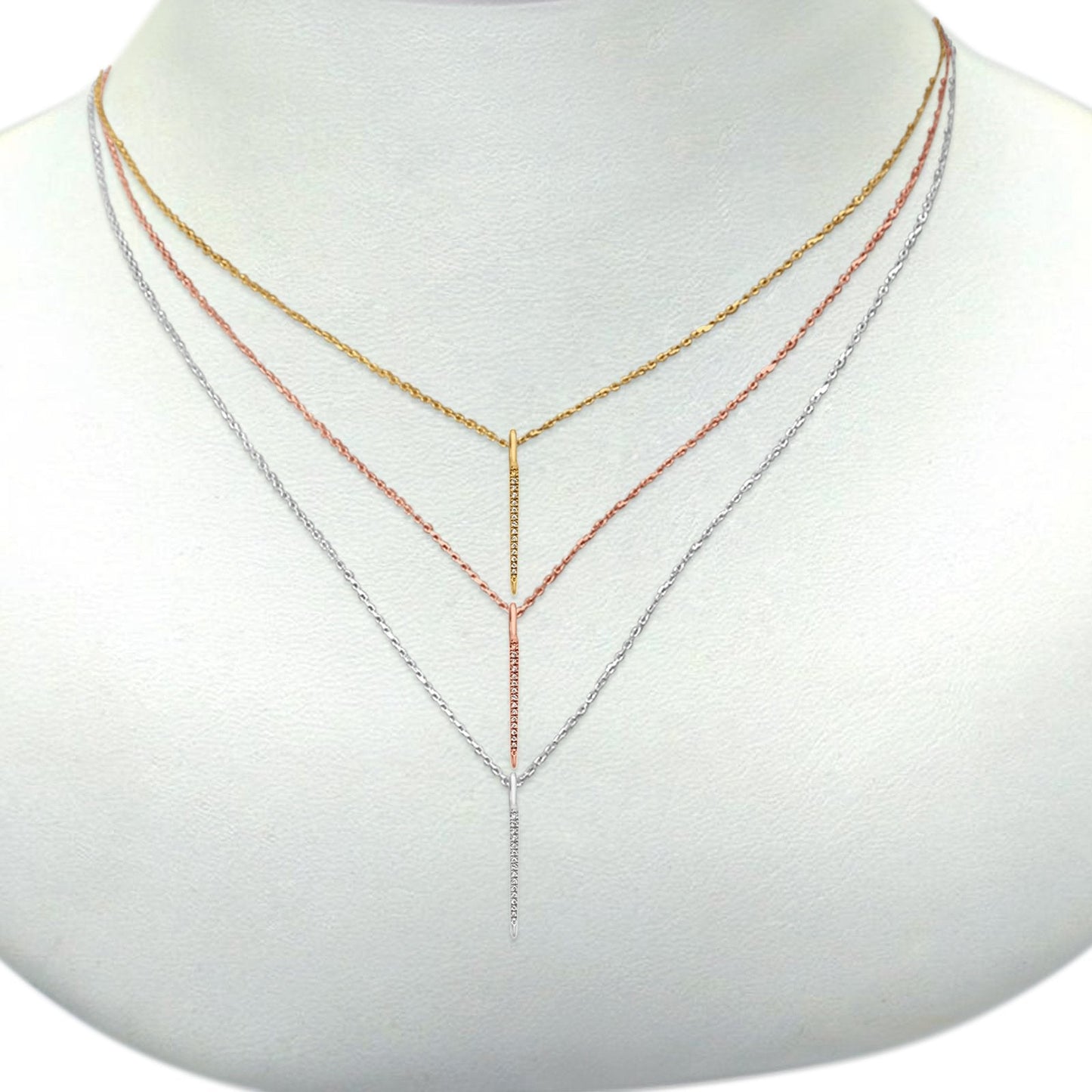 14K White Gold Diamond Drop Necklace .03ct 16+2 Inch Ext