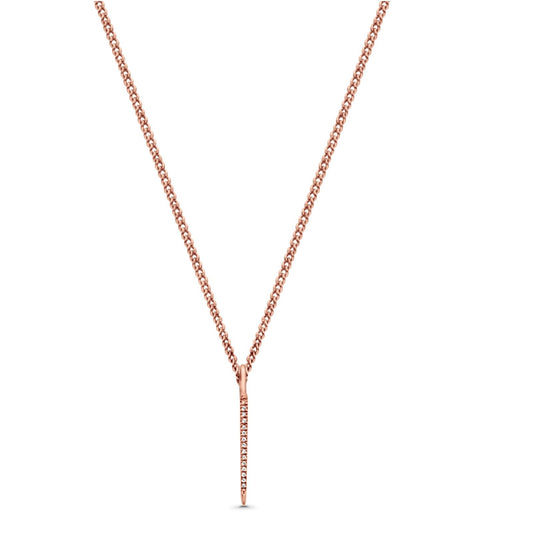 14K Rose Gold Diamond Drop Dangle .03ct Pendant Necklace 16"+2" Ext