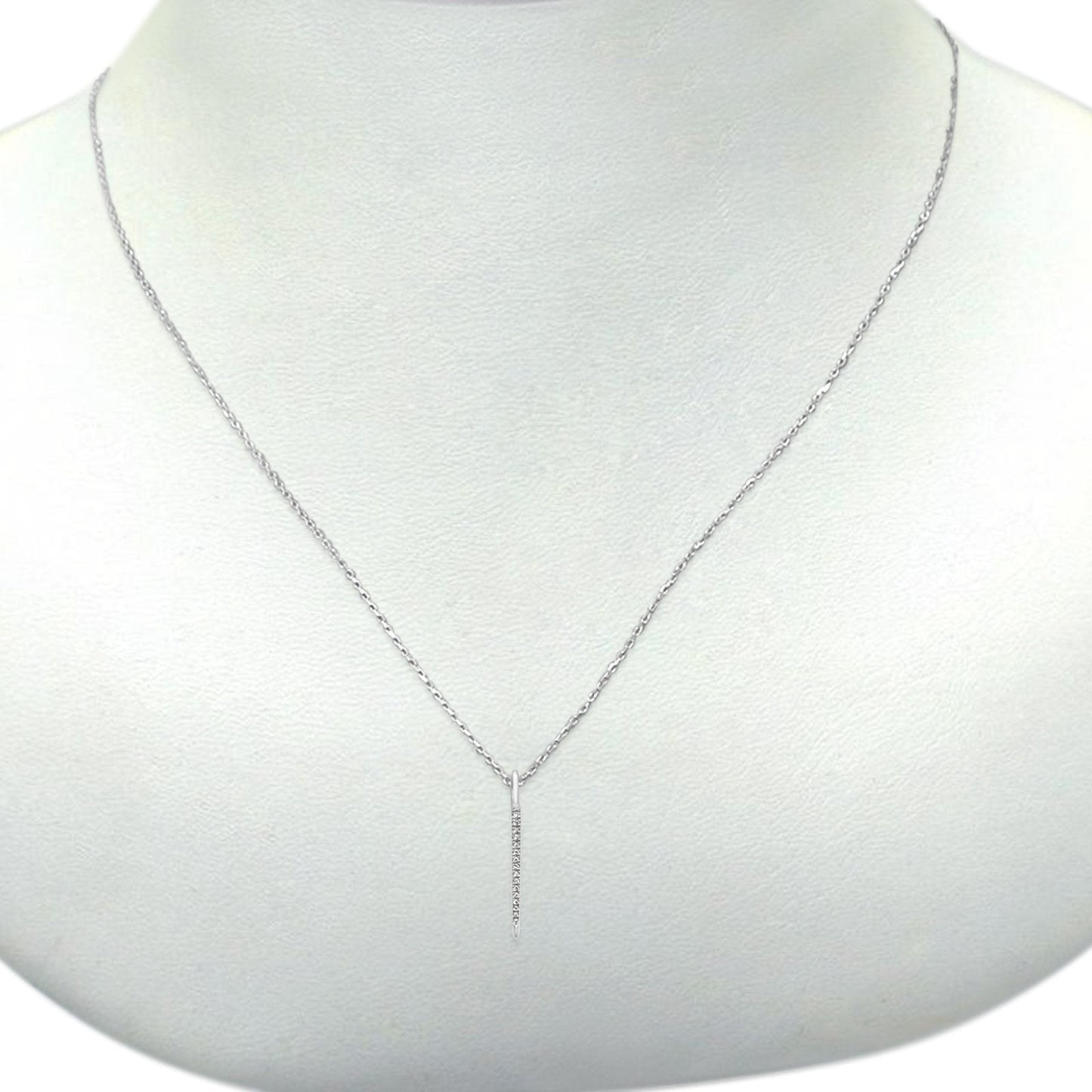 14K White Gold Diamond Drop Necklace .03ct 16+2 Inch Ext