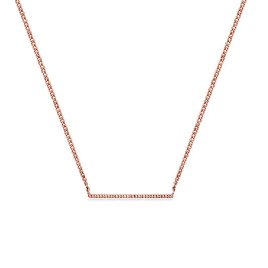 14K Rose Gold Diamond Line Bar .07ct 1.60 grams Necklace 16"+2" Ext