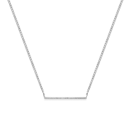 14K White Gold Diamond Line Bar .07ct 1.60 grams Necklace 16"+2" Ext