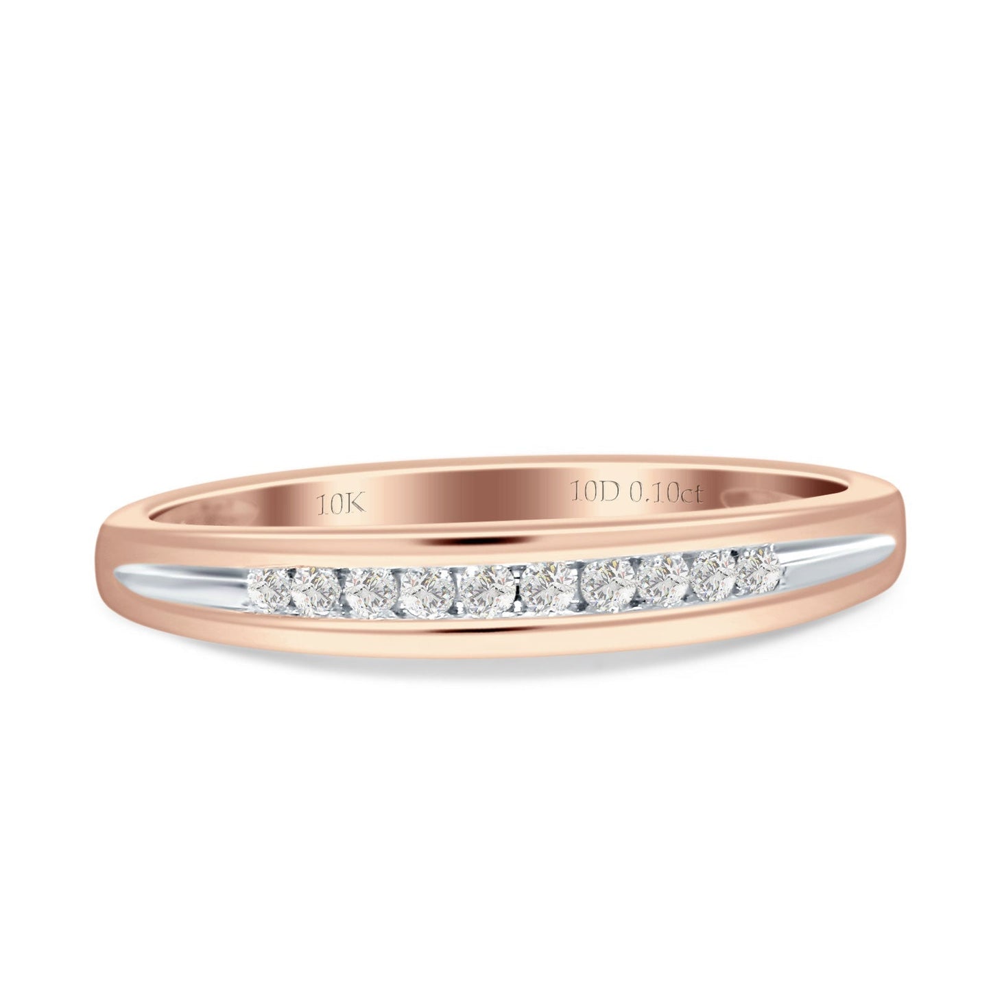 Diamond Stackable Wedding Band Half Eternity 10K Rose Gold 0.10ct Wholesale