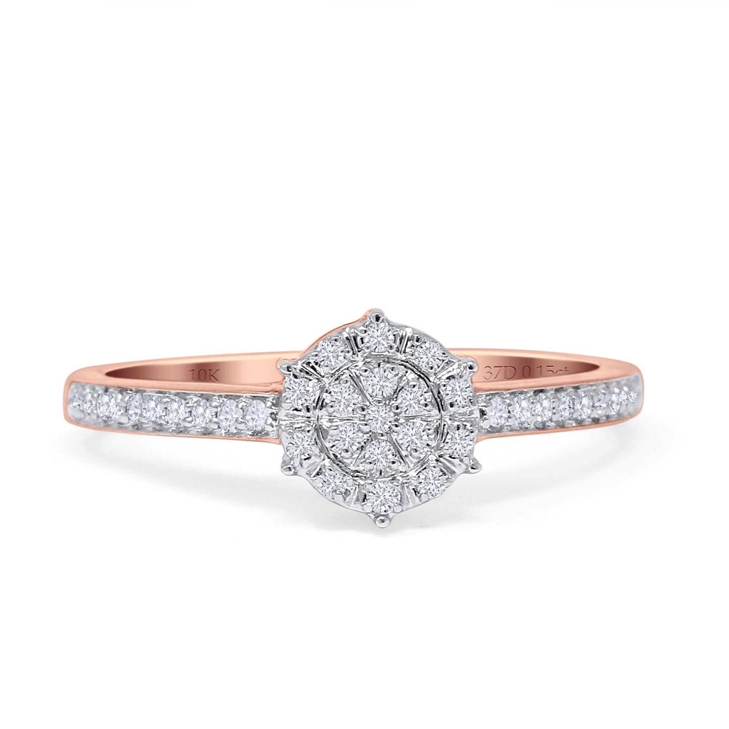 Halo Round Cluster Diamond Wedding Ring 10K Rose Gold 0.15ct Wholesale