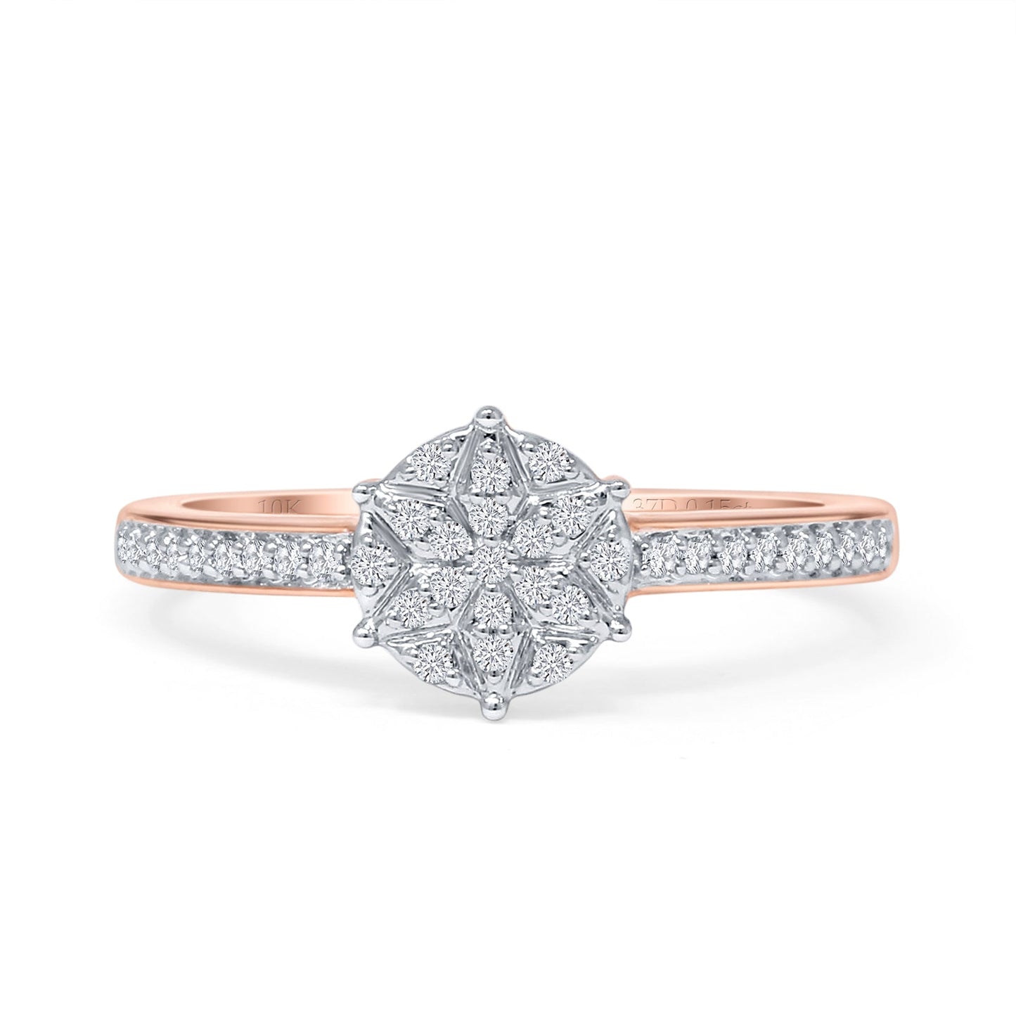 Diamond Star Ring Round 10K Rose Gold 0.15ct Wholesale