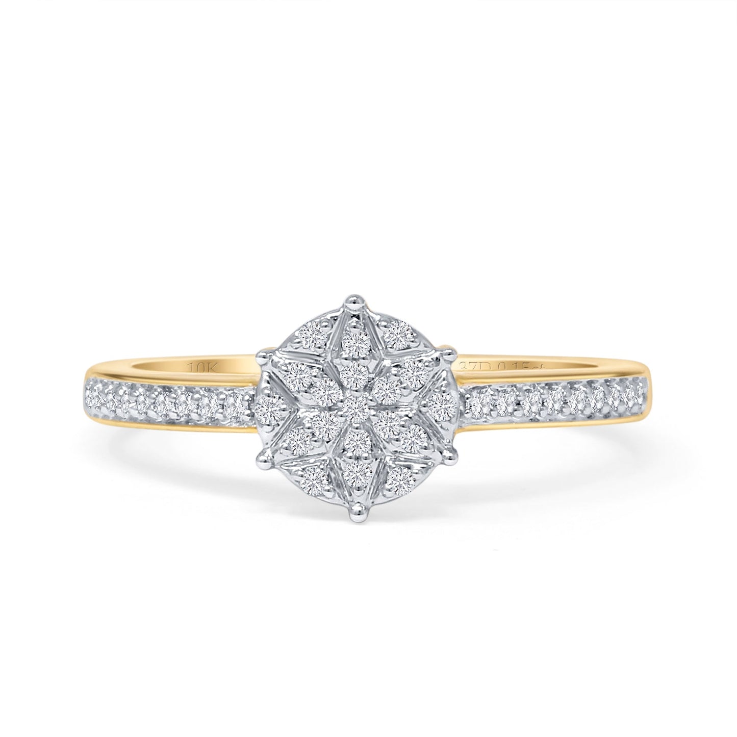 Diamond Star Ring Round 10K Yellow Gold 0.15ct Wholesale