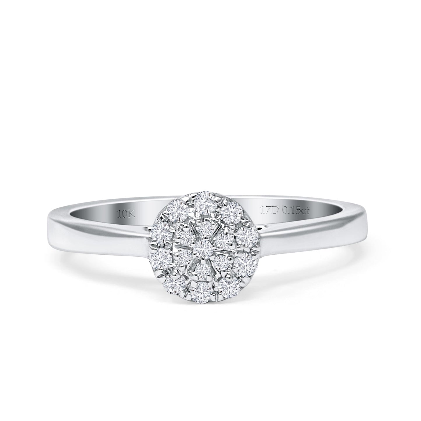 Halo Round Cluster Diamond Wedding Ring 10K White Gold 0.15ct Wholesale