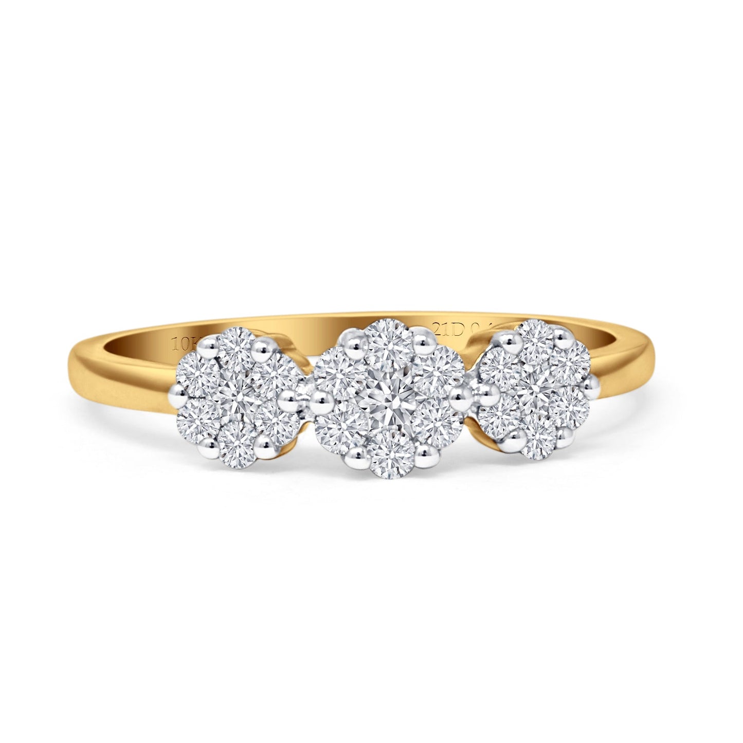 Diamond Flower Cluster Ring 10K Yellow Gold 0.44ct Wholesale