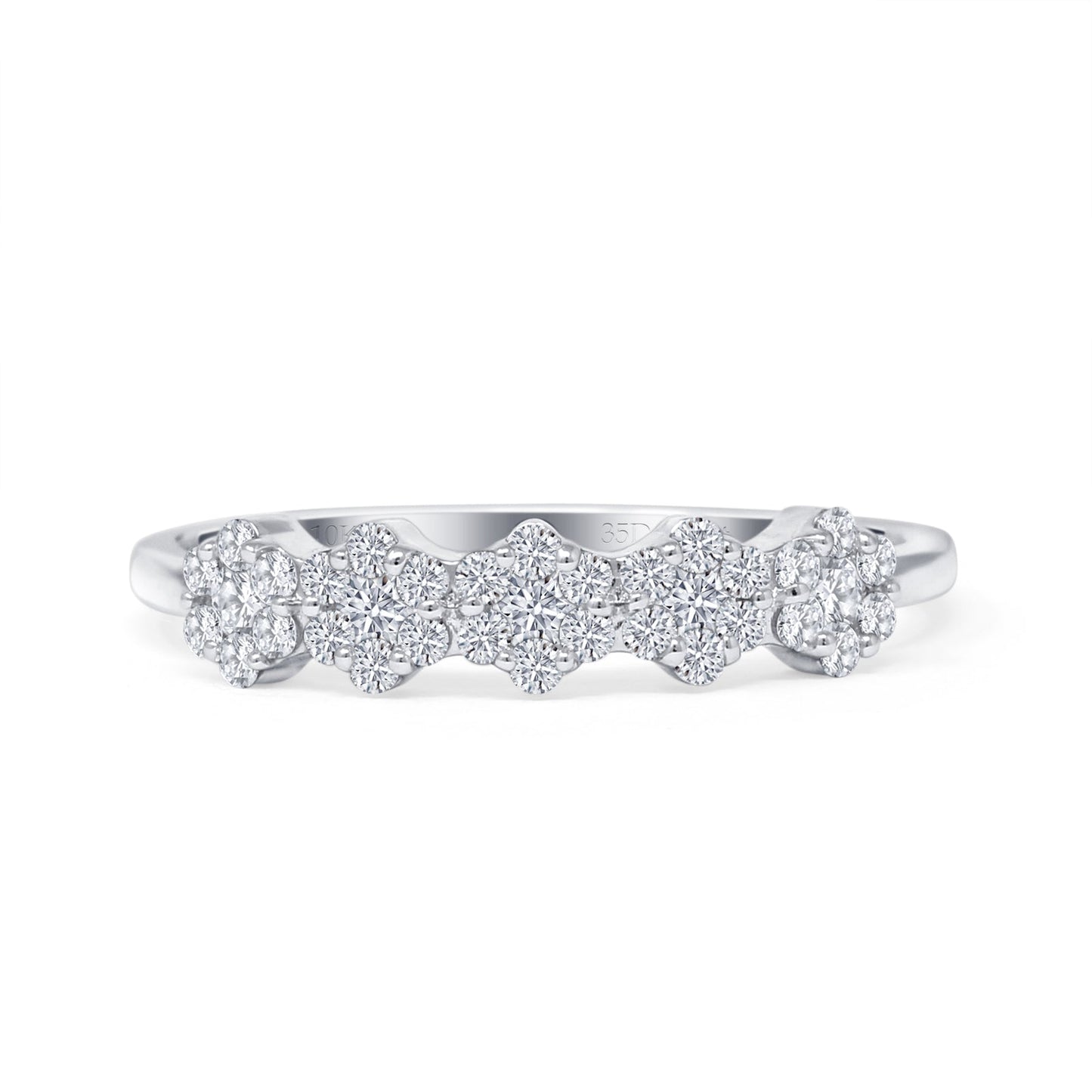 Art Deco Diamond Cluster Wedding Band 10K White Gold 0.39ct Wholesale