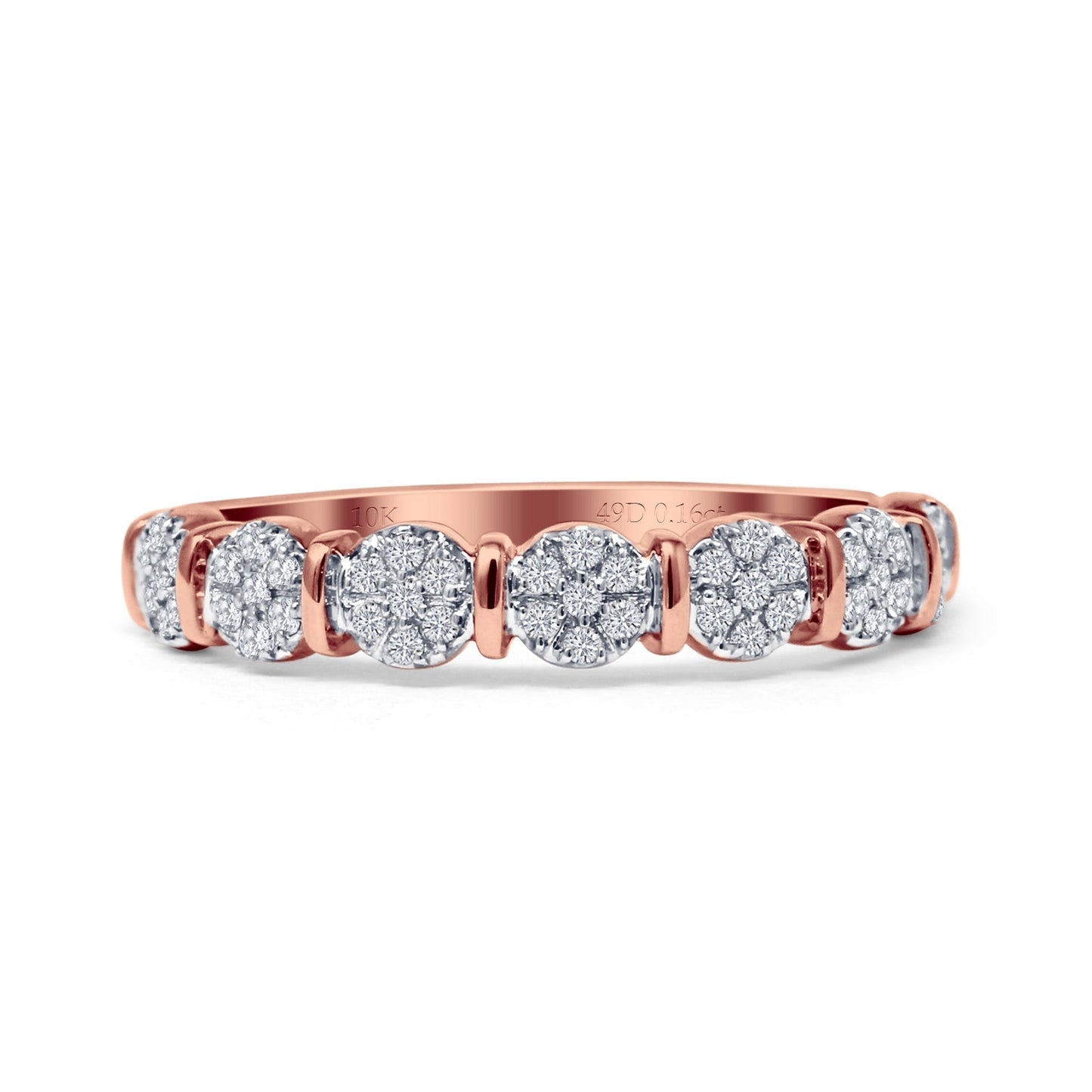 Cascading Cluster Stackable Claw Set Diamond Ring 10K Rose Gold 0.16ct Wholesale