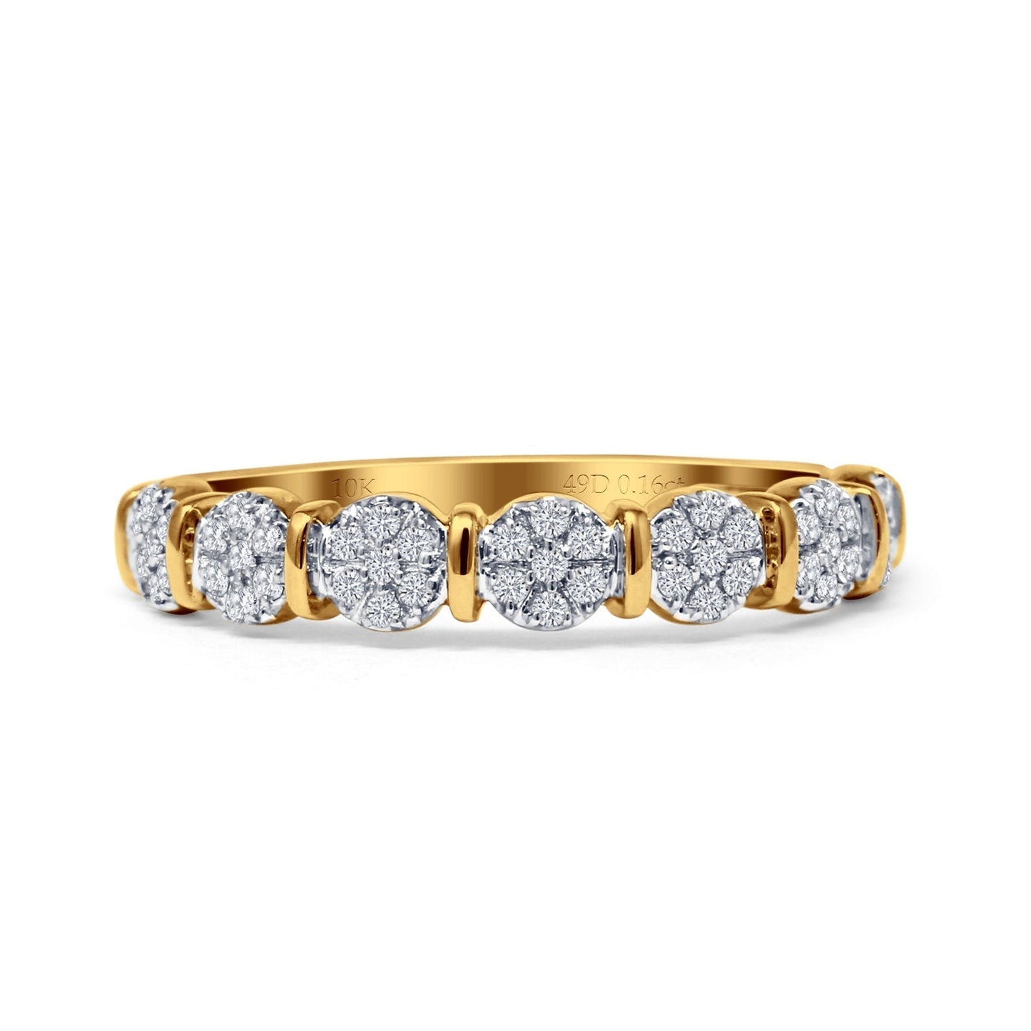 Cascading Cluster Stackable Claw Set Diamond Ring 10K Yellow Gold 0.16ct Wholesale