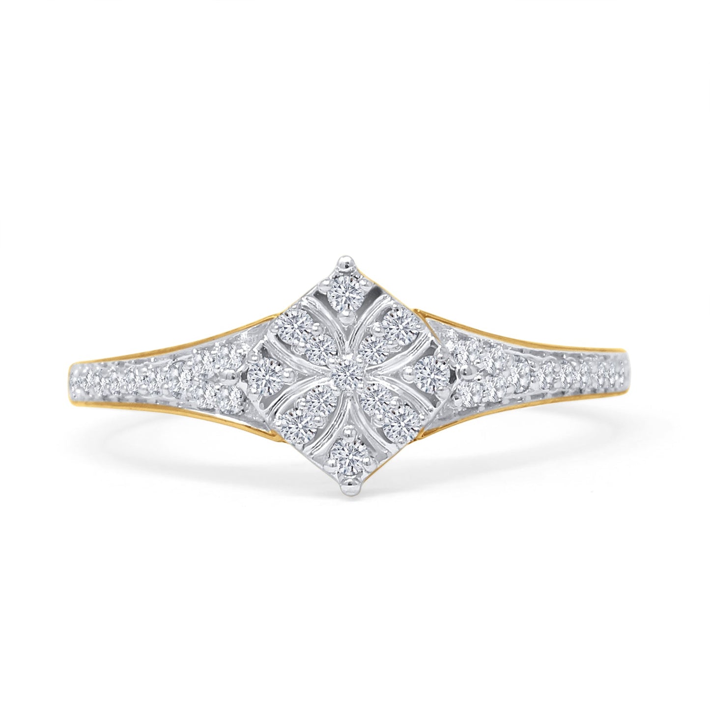 Art Deco Diamond Cushion Shape Ring 10K Yellow Gold 0.22ct Wholesale