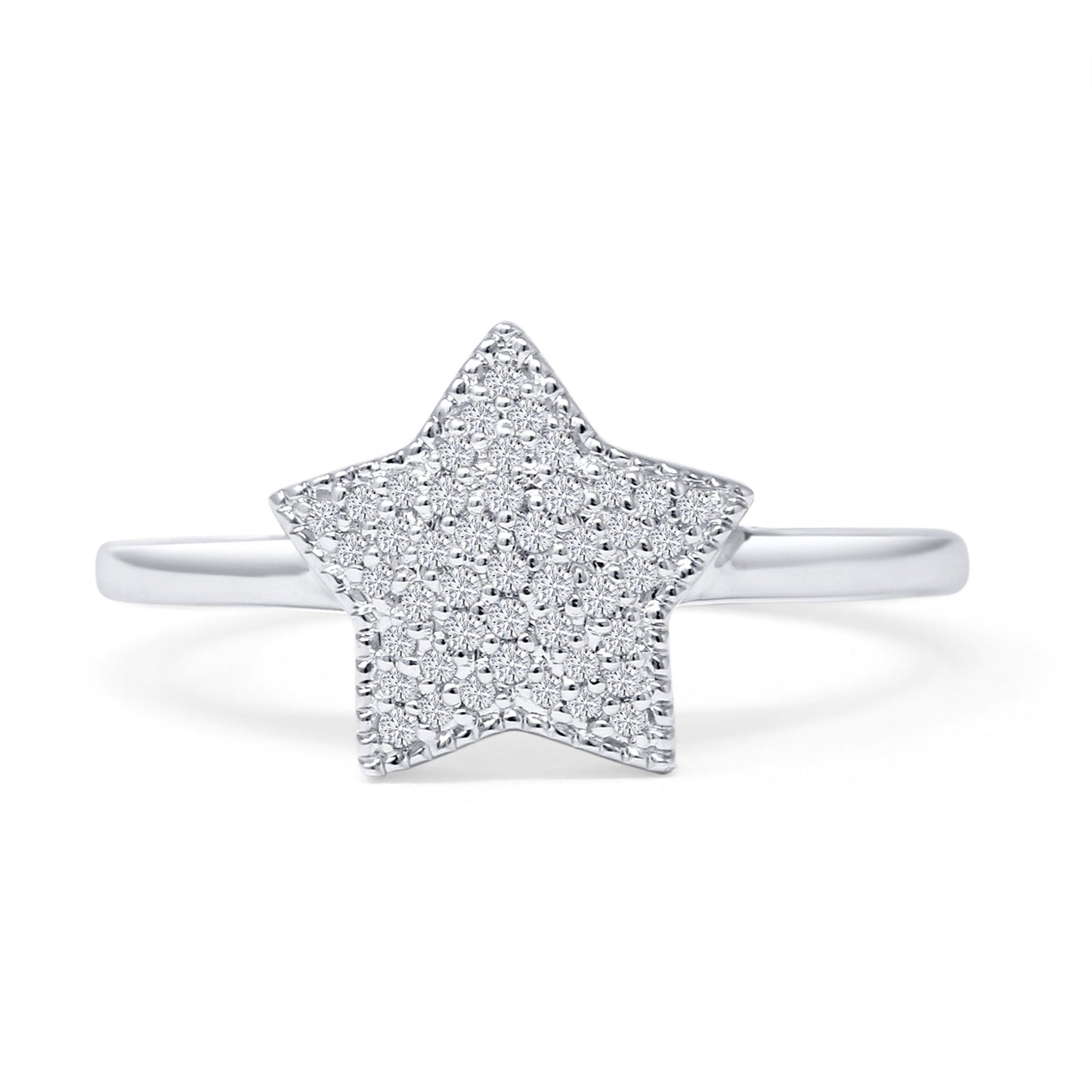 Cluster Statement Diamond Star Ring 10K White Gold 0.14ct Wholesale