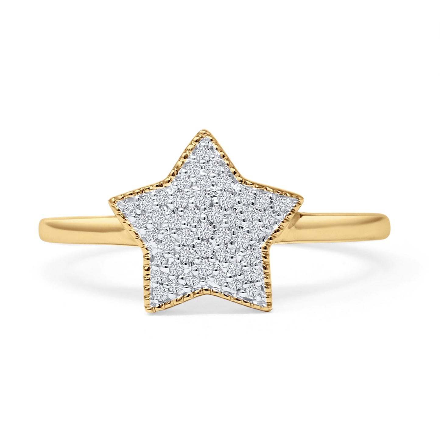 Cluster Statement Diamond Star Ring 10K Yellow Gold 0.14ct Wholesale