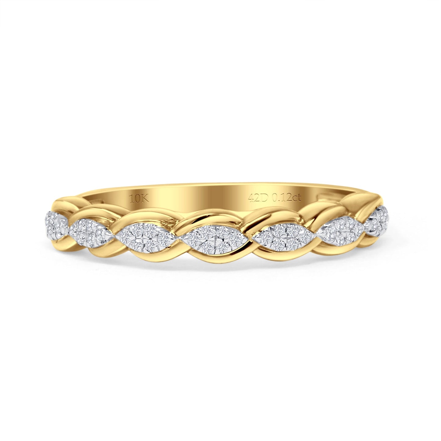 Diamond Infinity Ring Stackable Half Eternity 10K Yellow Gold 0.12ct Wholesale