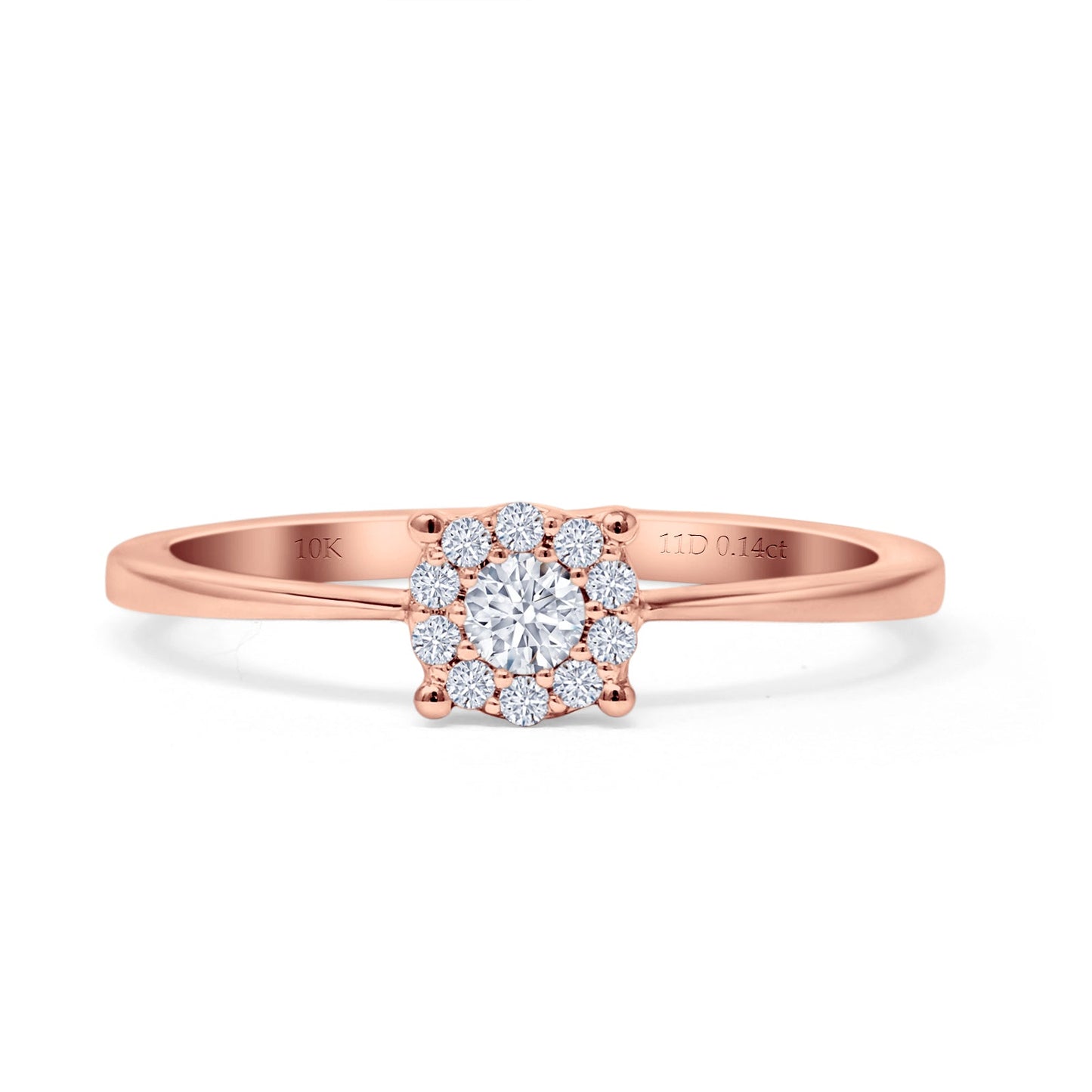 Solitaire Style Diamond Halo Ring 10K Rose Gold 0.14ct Wholesale