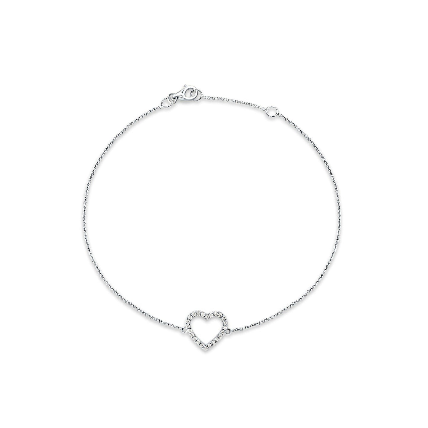 Diamond Heart Bracelet 14K White Gold 0.13ct Wholesale