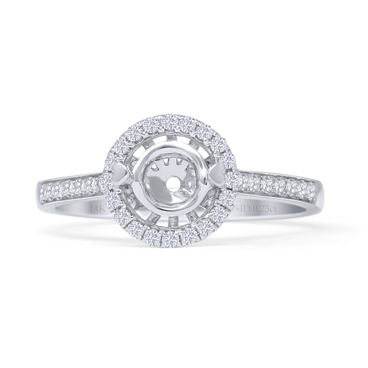 14K White Gold 0.23ct Round Halo Semi Mount Diamond Ring Wholesale