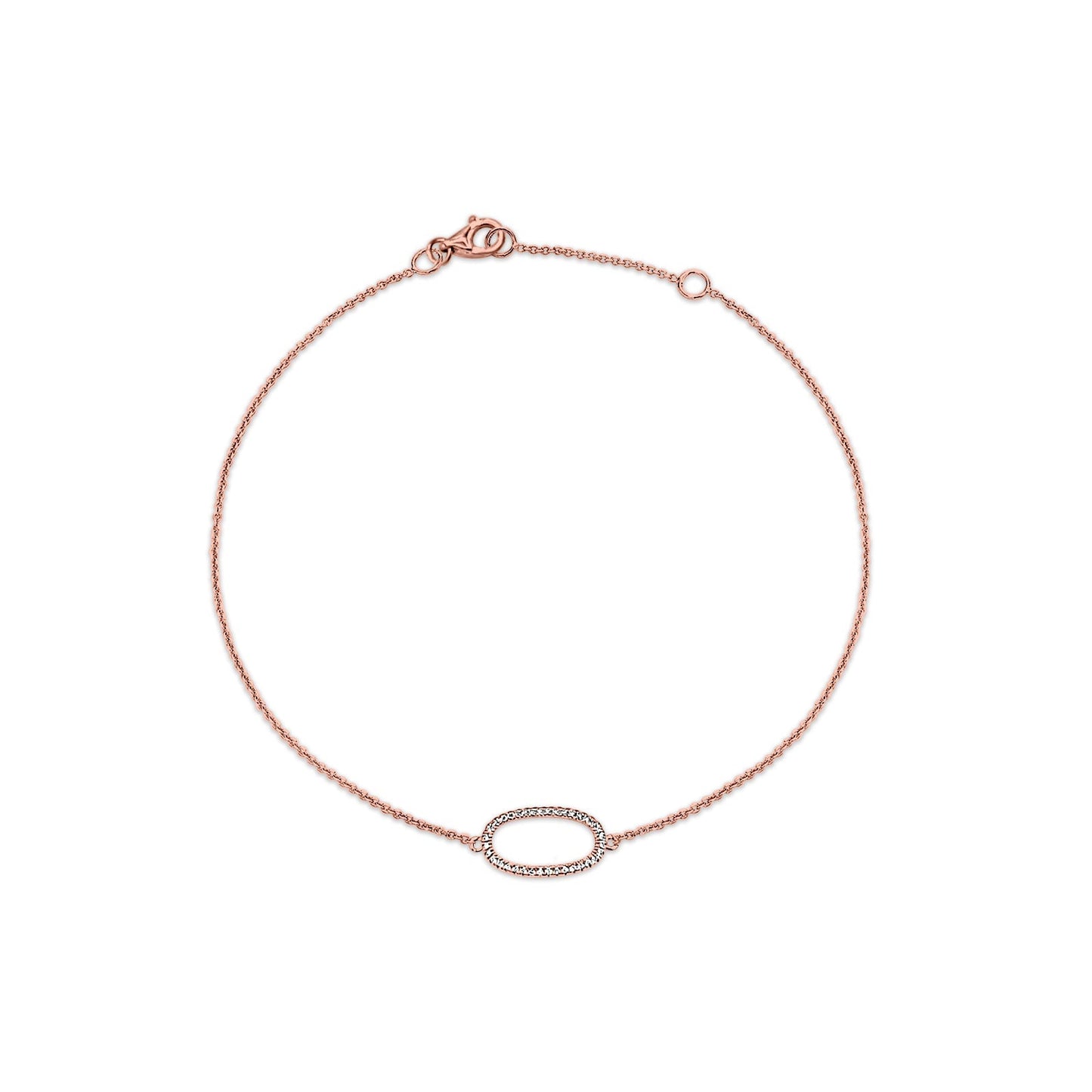 14K Rose Gold 0.095ct Oval O Bracelet Solid 8mm G SI Natural Diamond Engagement Wedding Bracelets