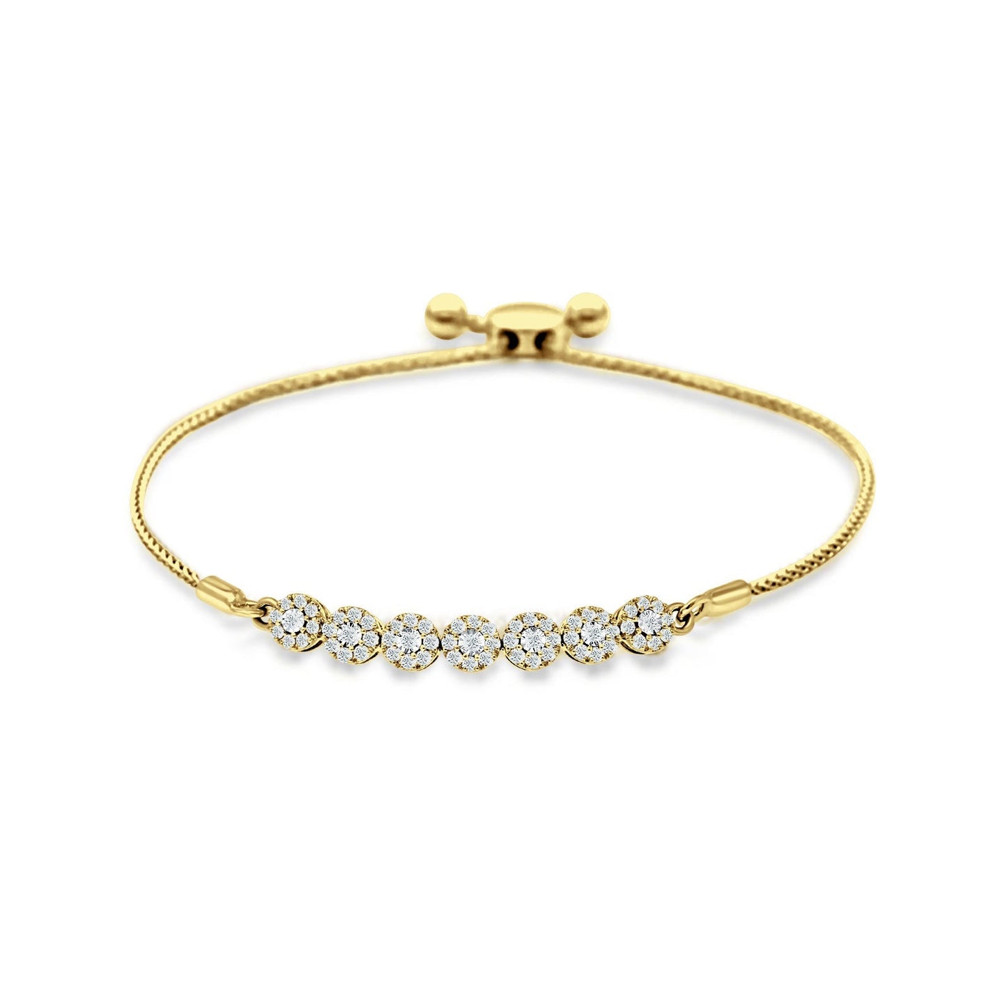 14K Yellow Gold 9" Twist Rope Chain Round Natural Diamond Adjustable Bracelet Wholesale