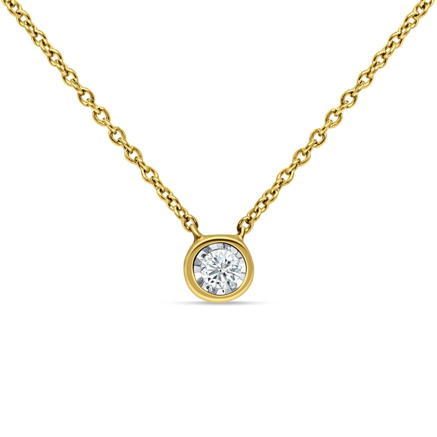 14K Yellow Gold 0.07ct Diamond Solitaire Pendant Necklace 18 inch Wholesale