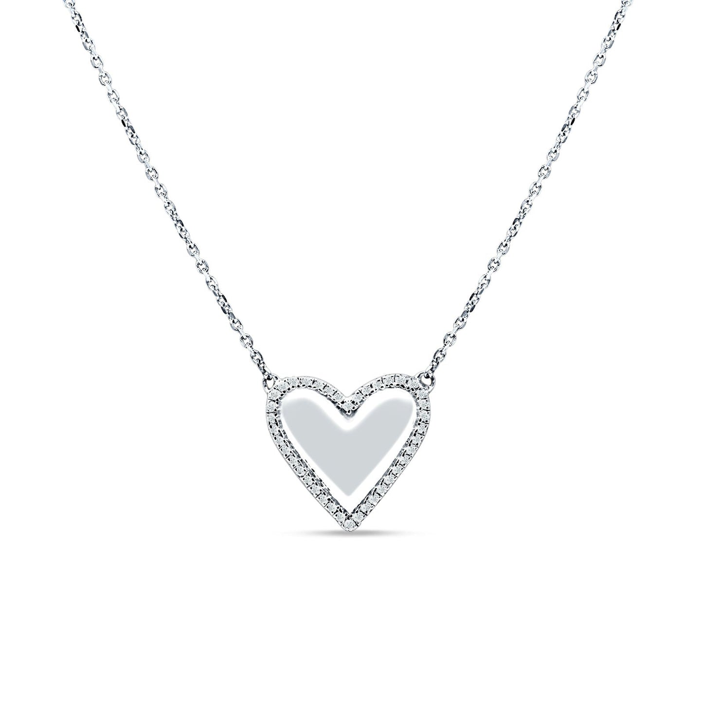 Heart Pendant Diamond Necklace 14K White Gold 0.07ct Wholesale