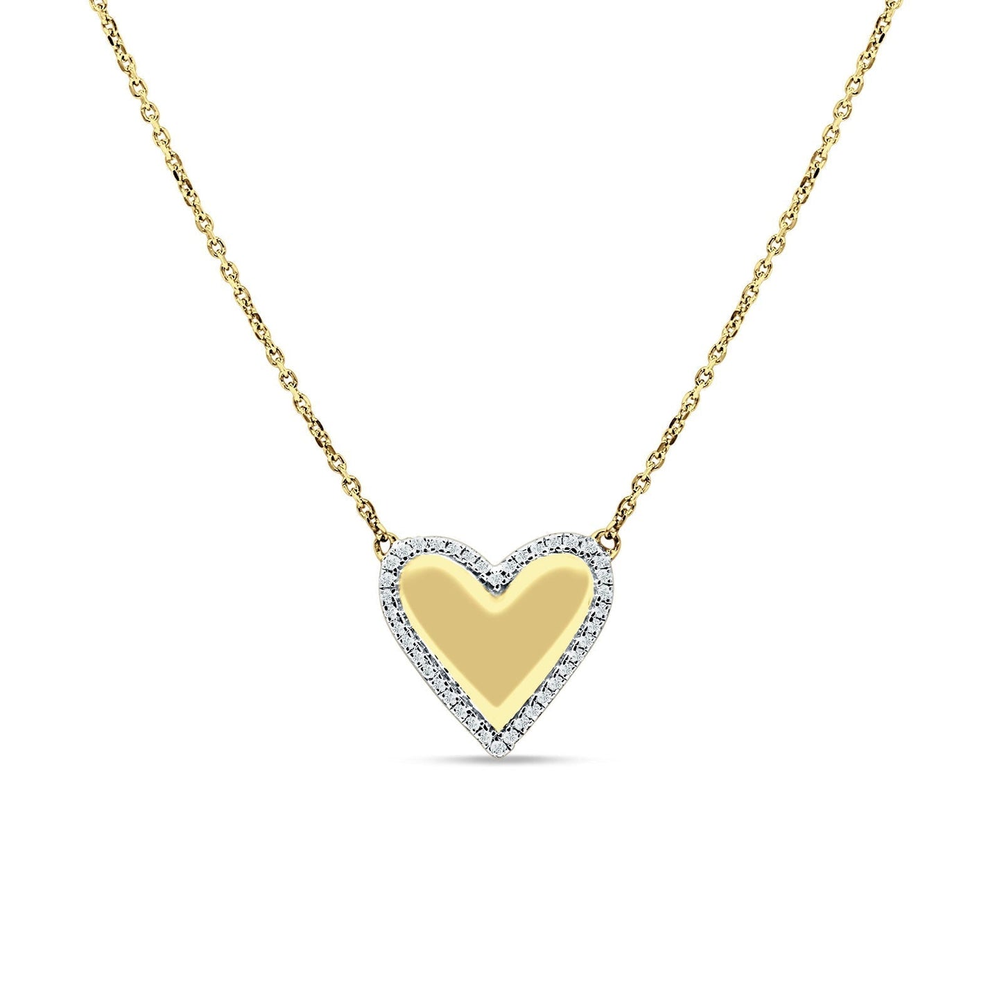 Heart Pendant Diamond Necklace 14K Yellow Gold 0.07ct Wholesale