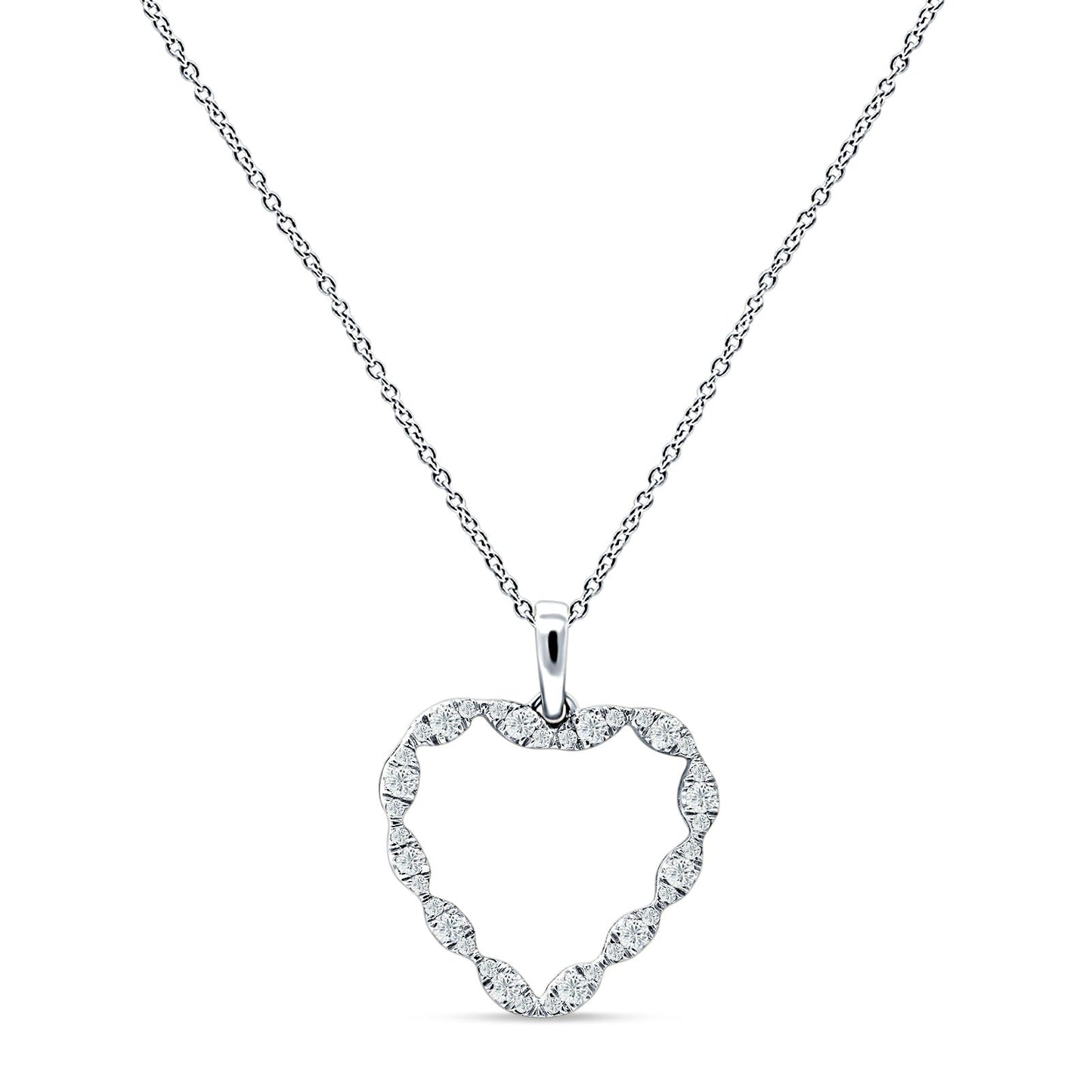 Heart Necklace Diamond Pendant 14K White Gold 0.32ct Wholesale