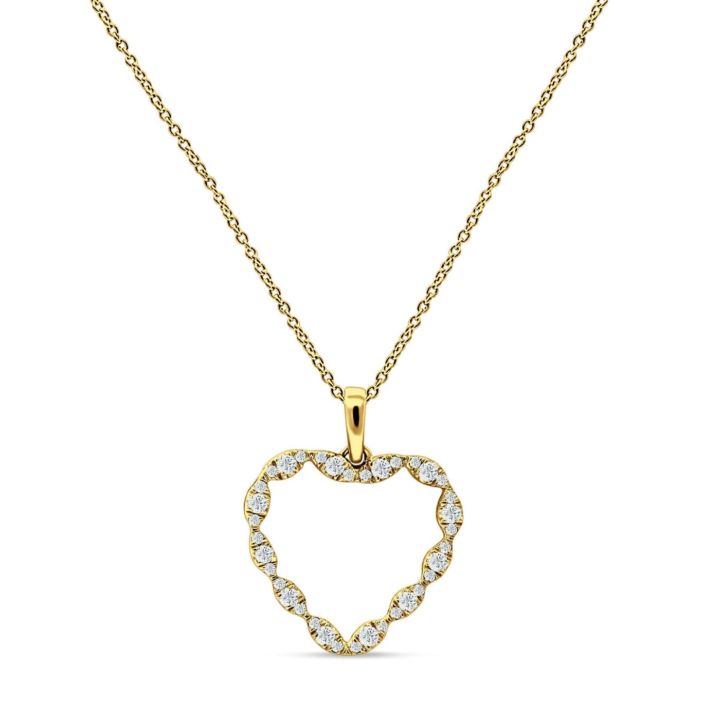 Heart Necklace Diamond Pendant 14K Yellow Gold 0.32ct Wholesale