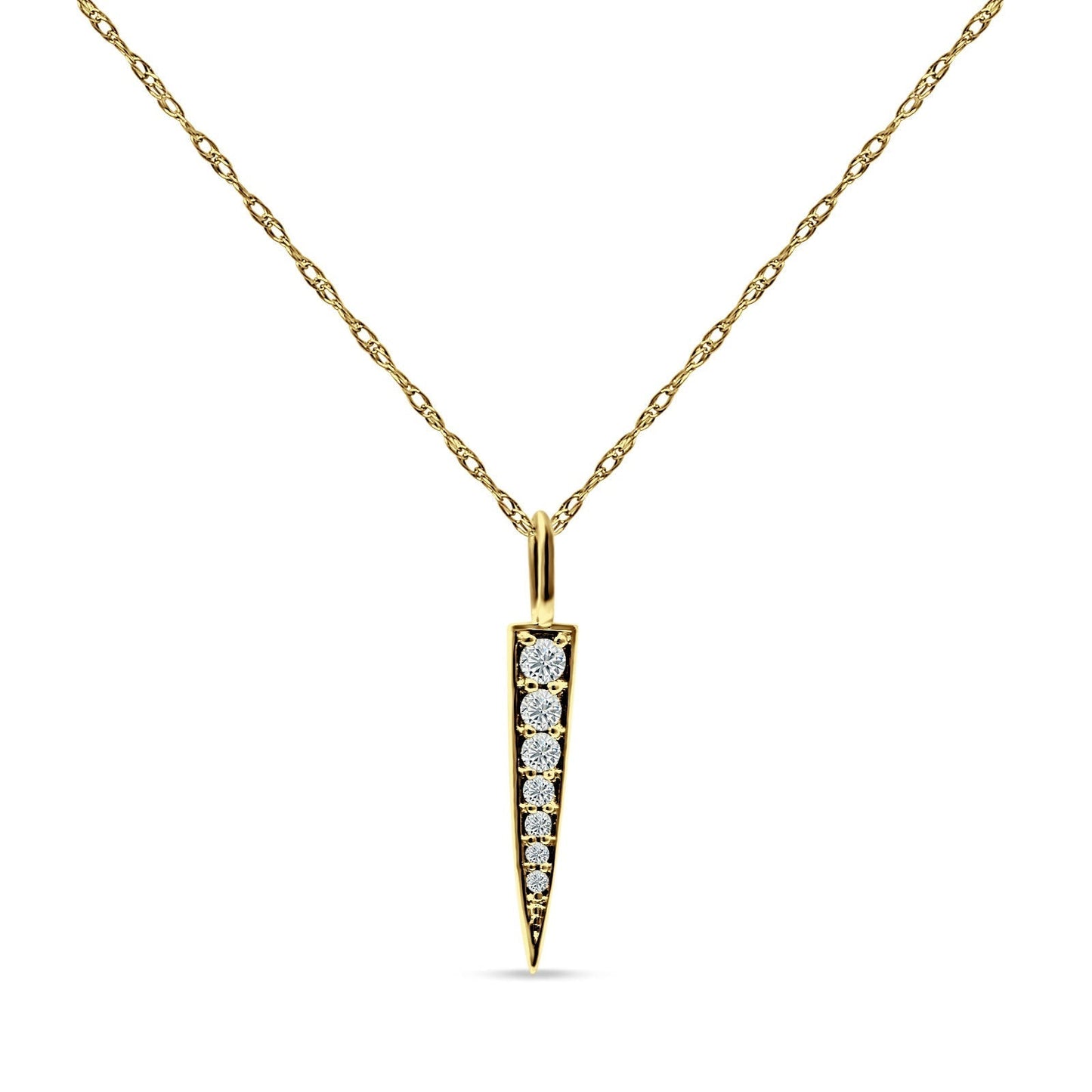 Dagger Necklace 14k Yellow Gold 0.11ct Diamond 18 Inch Long Wholesale