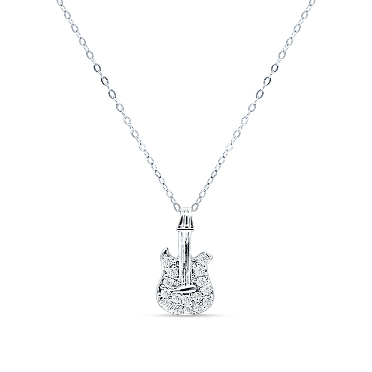 Diamond Guitar Necklace 14K White Gold 0.16ct Wholesale