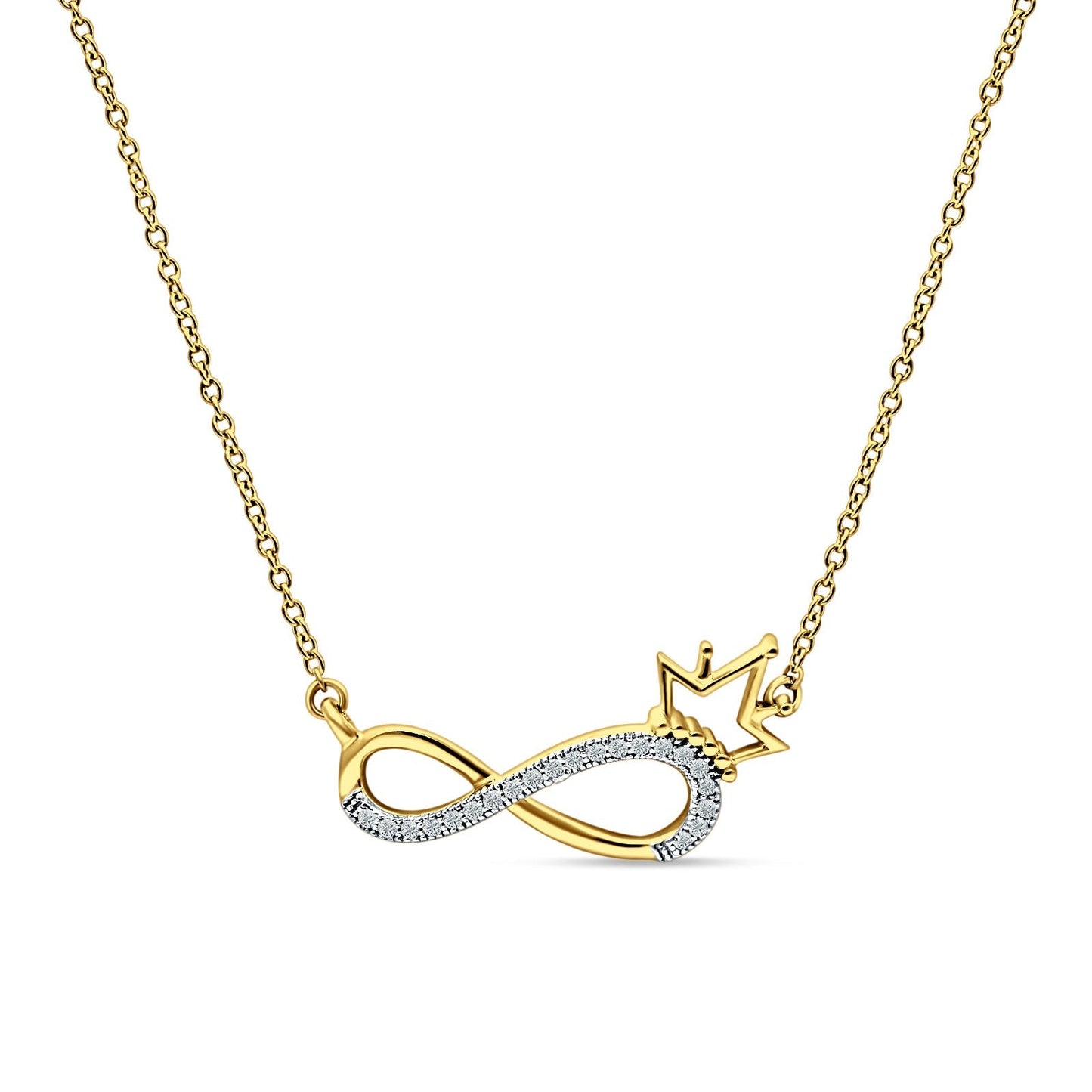 Infinity Diamond Necklace 14K Yellow Gold 0.07ct Wholesale