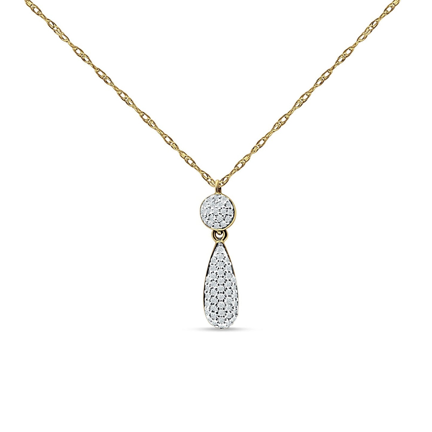 Diamond Teardrop Cluster Necklace 14K Yellow Gold 0.10ct Wholesale