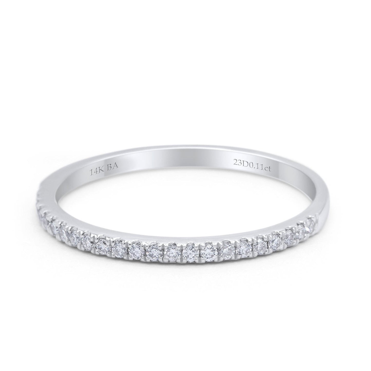 14K White Gold 0.11ct Round 1.4mm G SI Half Eternity Art Deco Band Diamond Engagement Wedding Ring