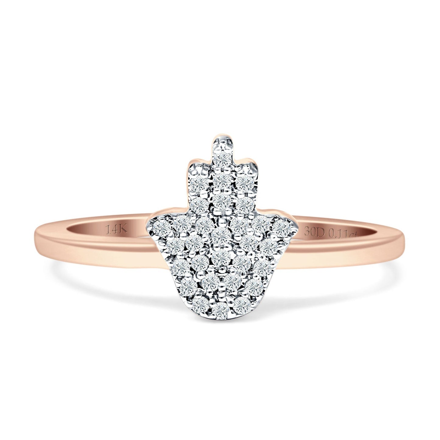 Diamond Hamsa Hand Ring 14K Rose Gold 0.11ct Wholesale