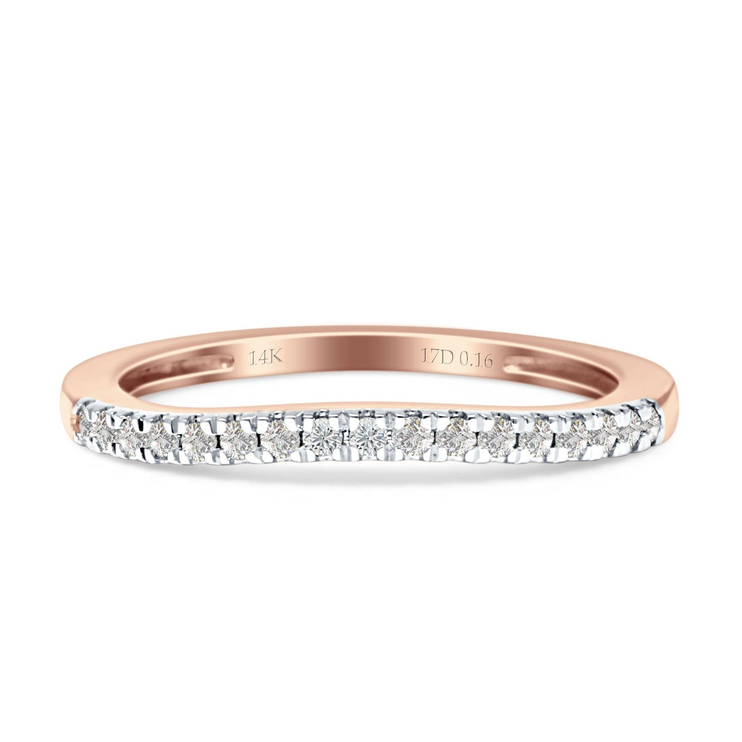 Diamond Stackable Wedding Band Half Eternity 14K Rose Gold 0.16ct Wholesale