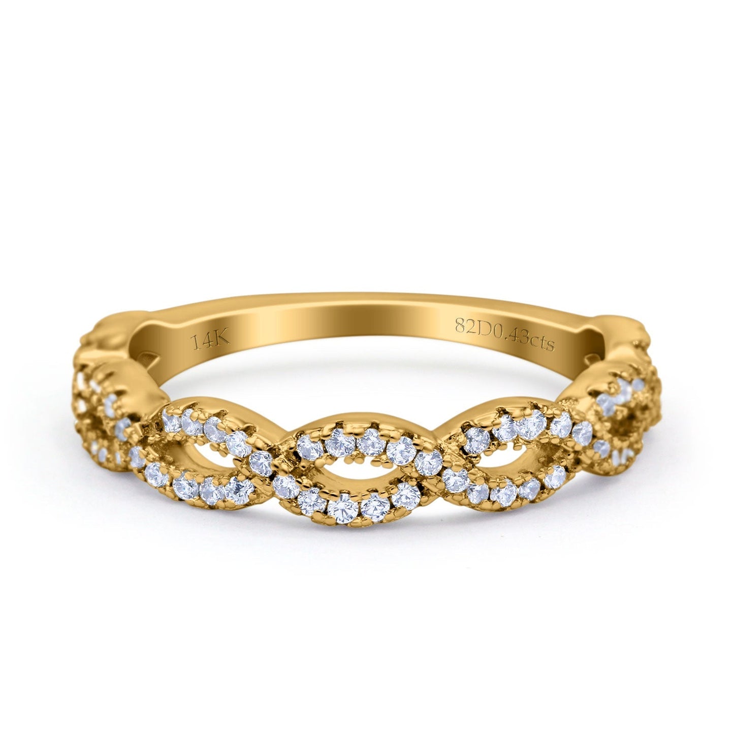 Half Eternity 4mm Twisted Infinity Natural Diamond Band 14K Yellow Gold Wholesale