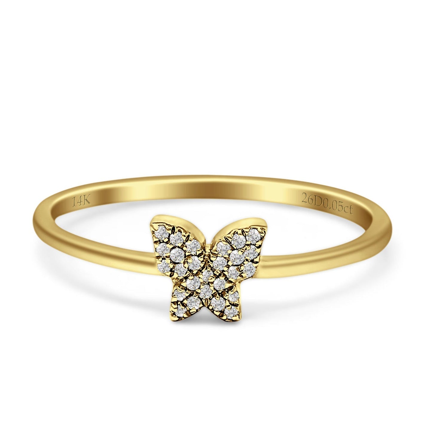 Butterfly Cluster 5mm Round Natural Diamond Ring 14K Yellow Gold Wholesale