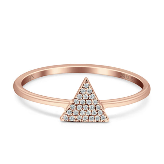 Triangular Band 6mm Cluster Natural Diamond Ring 14K Rose Gold Wholesale