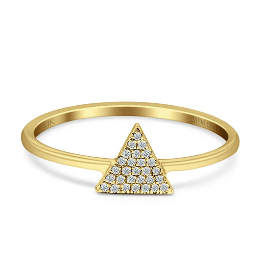 Triangular Band 6mm Cluster Natural Diamond Ring 14K Yellow Gold Wholesale