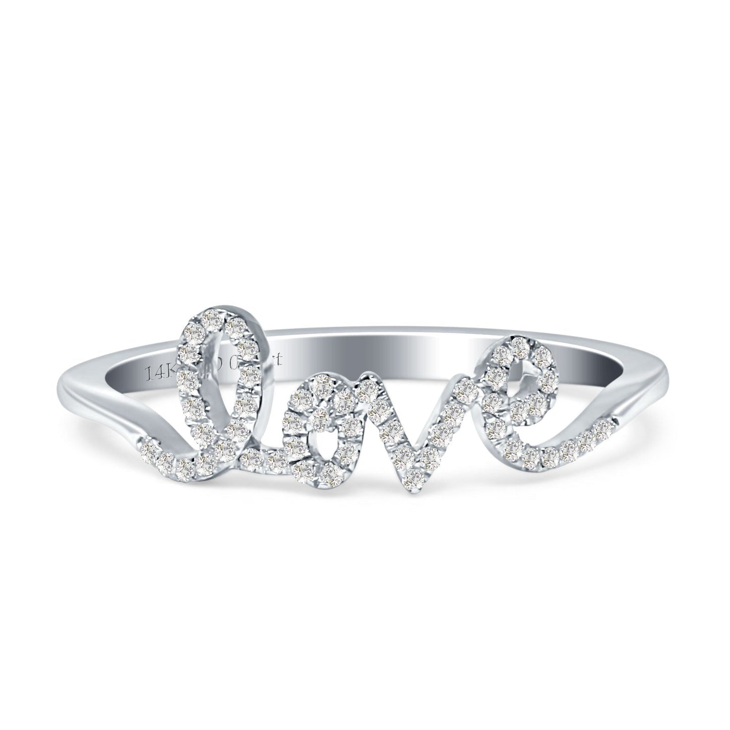 Diamond Love Script Ring 14K White Gold 0.13ct Wholesale