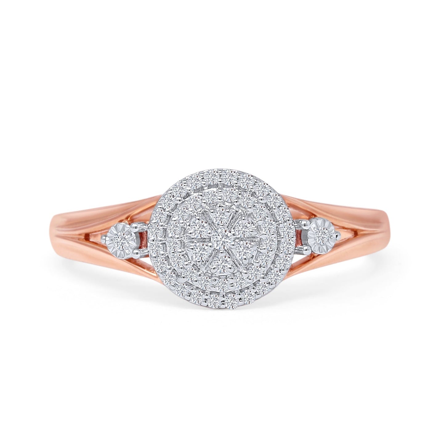 Split Shank Halo Round Natural Diamond Ring 14K Rose Gold Wholesale