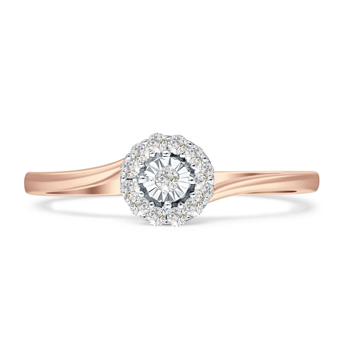 Minimalist Flower Diamond Ring 14K Rose Gold 0.12ct Wholesale