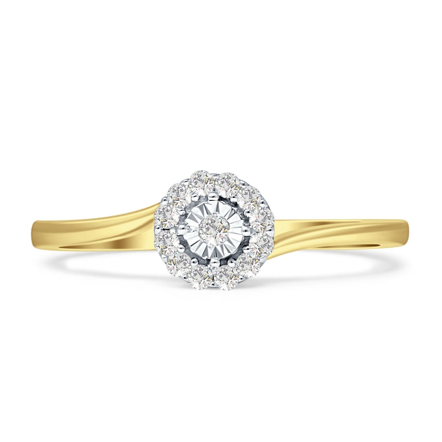 Minimalist Flower Diamond Ring 14K Yellow Gold 0.12ct Wholesale