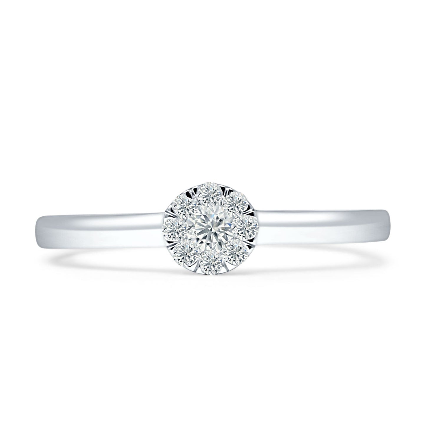 Diamond Cluster Ring Round Flower 14K White Gold 0.17ct Wholesale