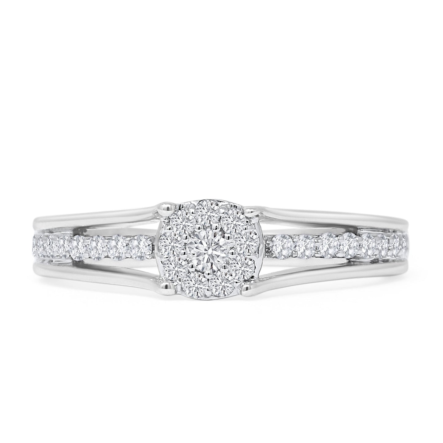 Diamond Halo Ring Solitaire Round 14K White Gold 0.34ct Wholesale